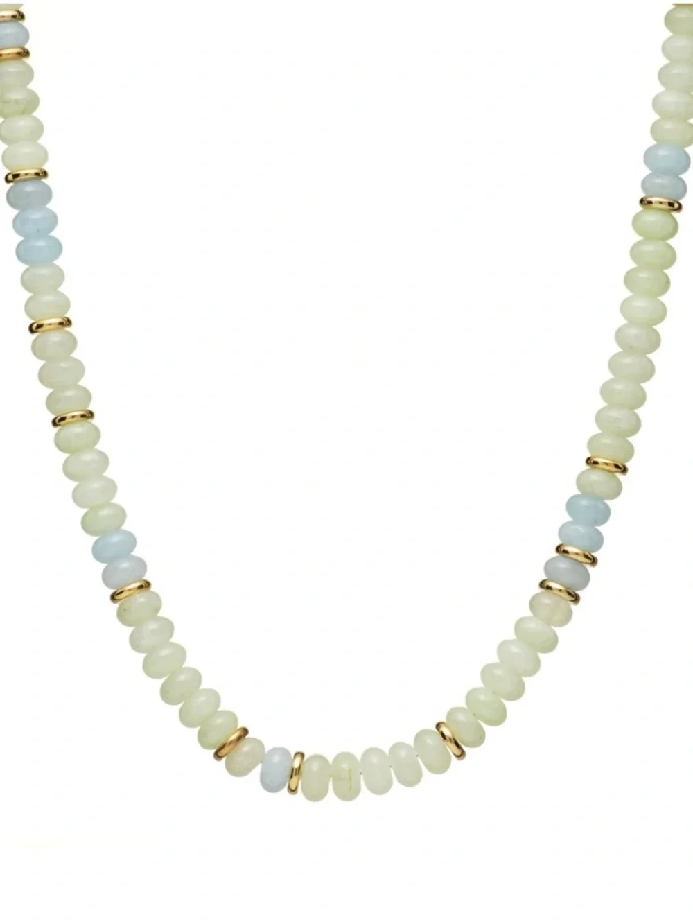 Mayamar Light Green and light blue quartz beaded Necklace‎ with Gold Accents